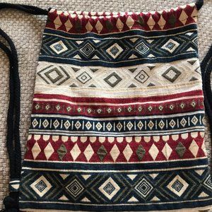 Canvas Backpack shopping bag southwest style new nwot used drawstring versatile